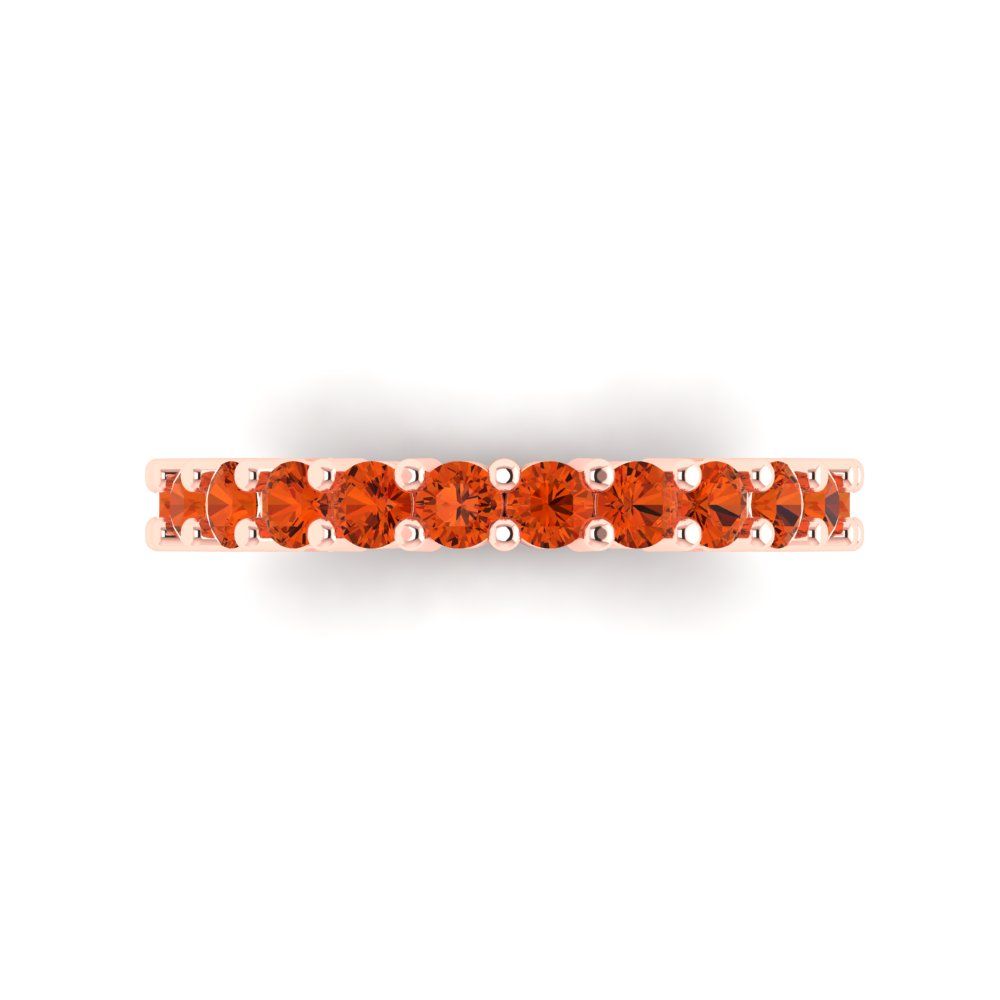 1.44 cttw Simulated Red Diamond Round Cut Rose Gold Eternity Wedding Band