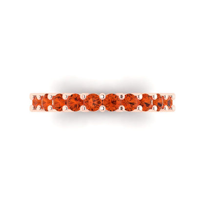 1.44 cttw Simulated Red Diamond Round Cut Rose Gold Eternity Wedding Band
