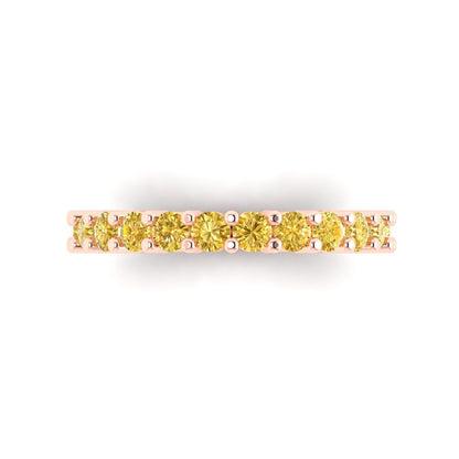1.44 cttw Natural Citrine Round Cut Rose Gold Eternity Wedding Band