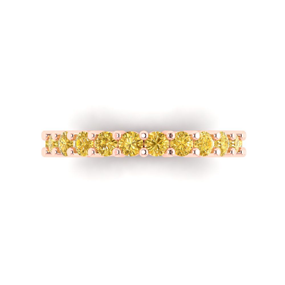 1.44 cttw Simulated Yellow Diamond Round Cut Rose Gold Eternity Wedding Band