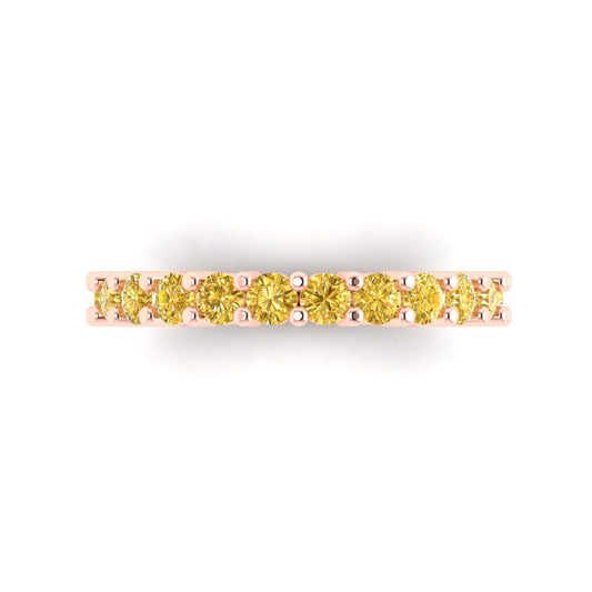 1.44 cttw Simulated Yellow Diamond Round Cut Rose Gold Eternity Wedding Band