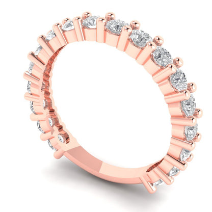 1.44 cttw Simulated Diamond Round Cut Rose Gold Eternity Wedding Band