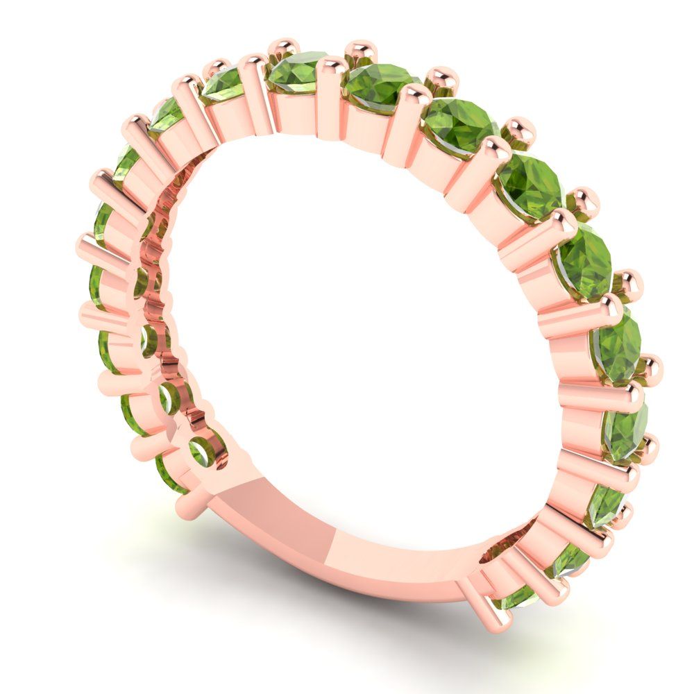 1.44 cttw Natural Peridot Round Cut Rose Gold Eternity Wedding Band