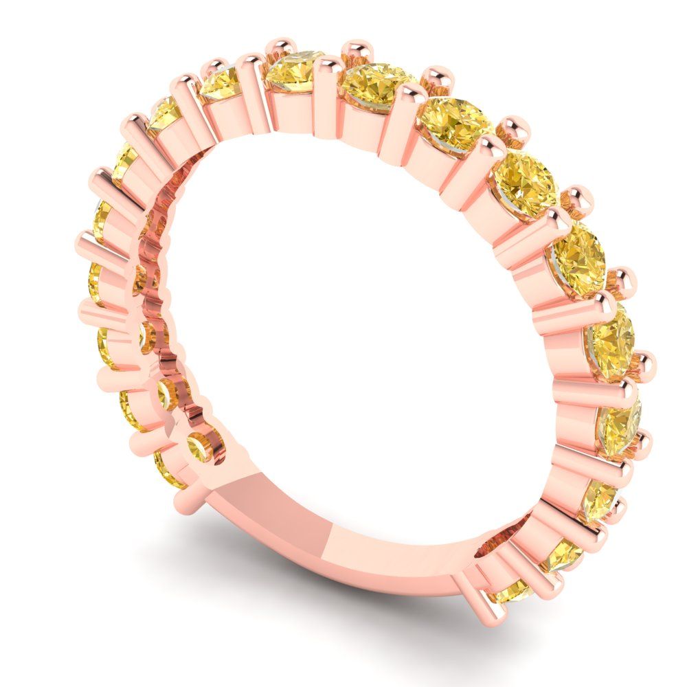 1.44 cttw Simulated Yellow Diamond Round Cut Rose Gold Eternity Wedding Band