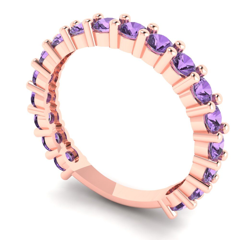 1.44 cttw Simulated Alexandrite Round Cut Rose Gold Eternity Wedding Band