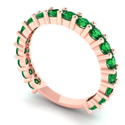1.44 cttw Simulated Emerald Round Cut Rose Gold Eternity Wedding Band