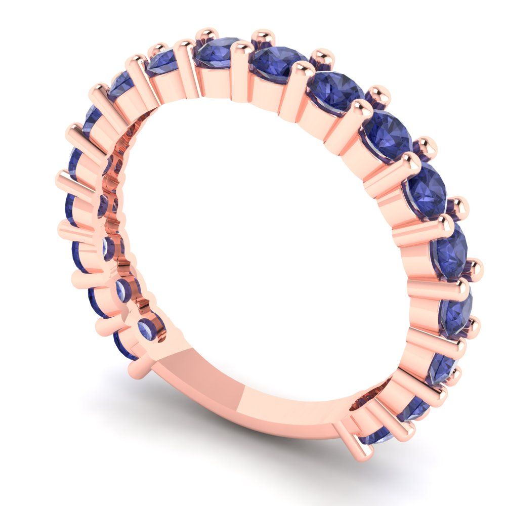 1.44 cttw Simulated Tanzanite Round Cut Rose Gold Eternity Wedding Band