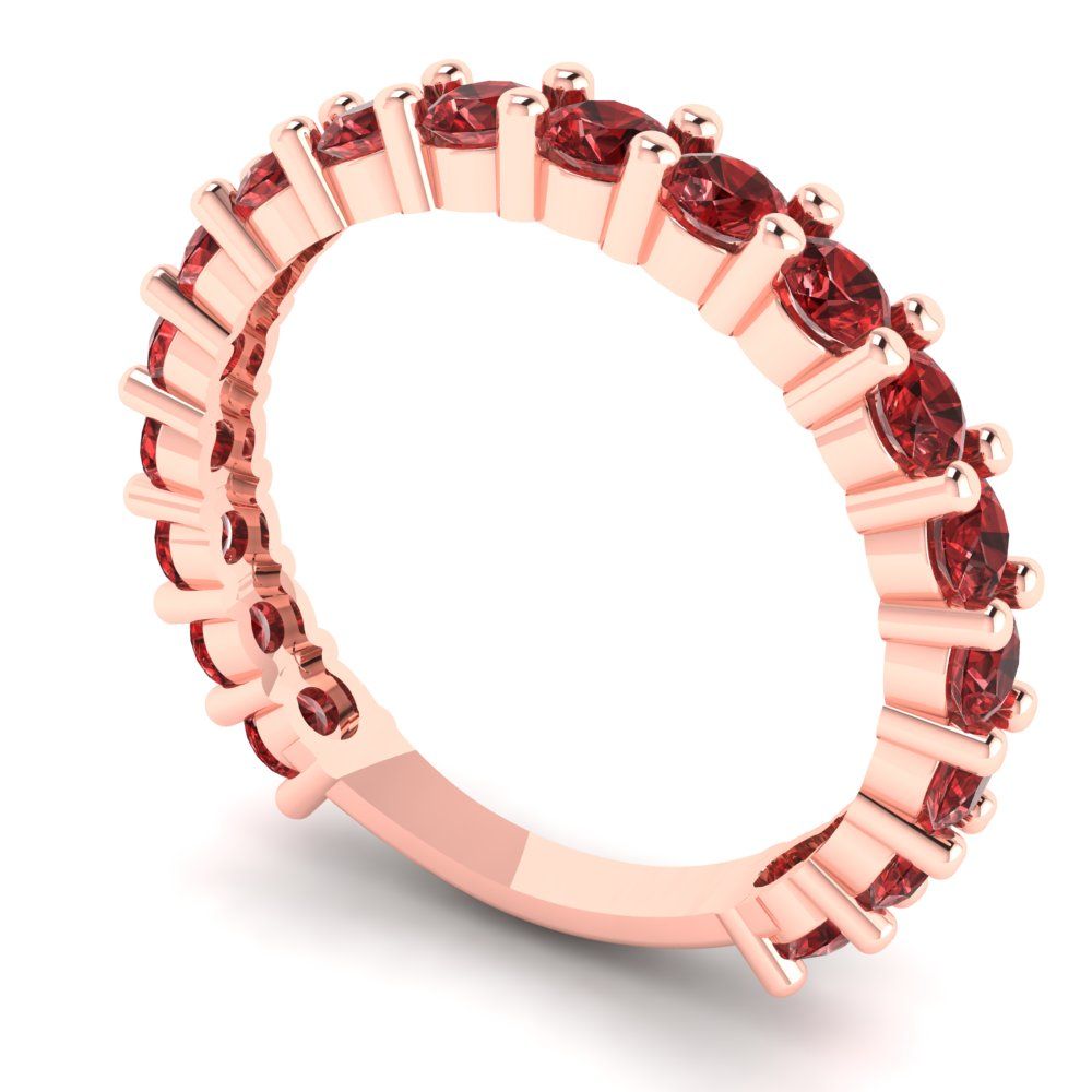 1.44 cttw Natural Garnet Round Cut Rose Gold Eternity Wedding Band