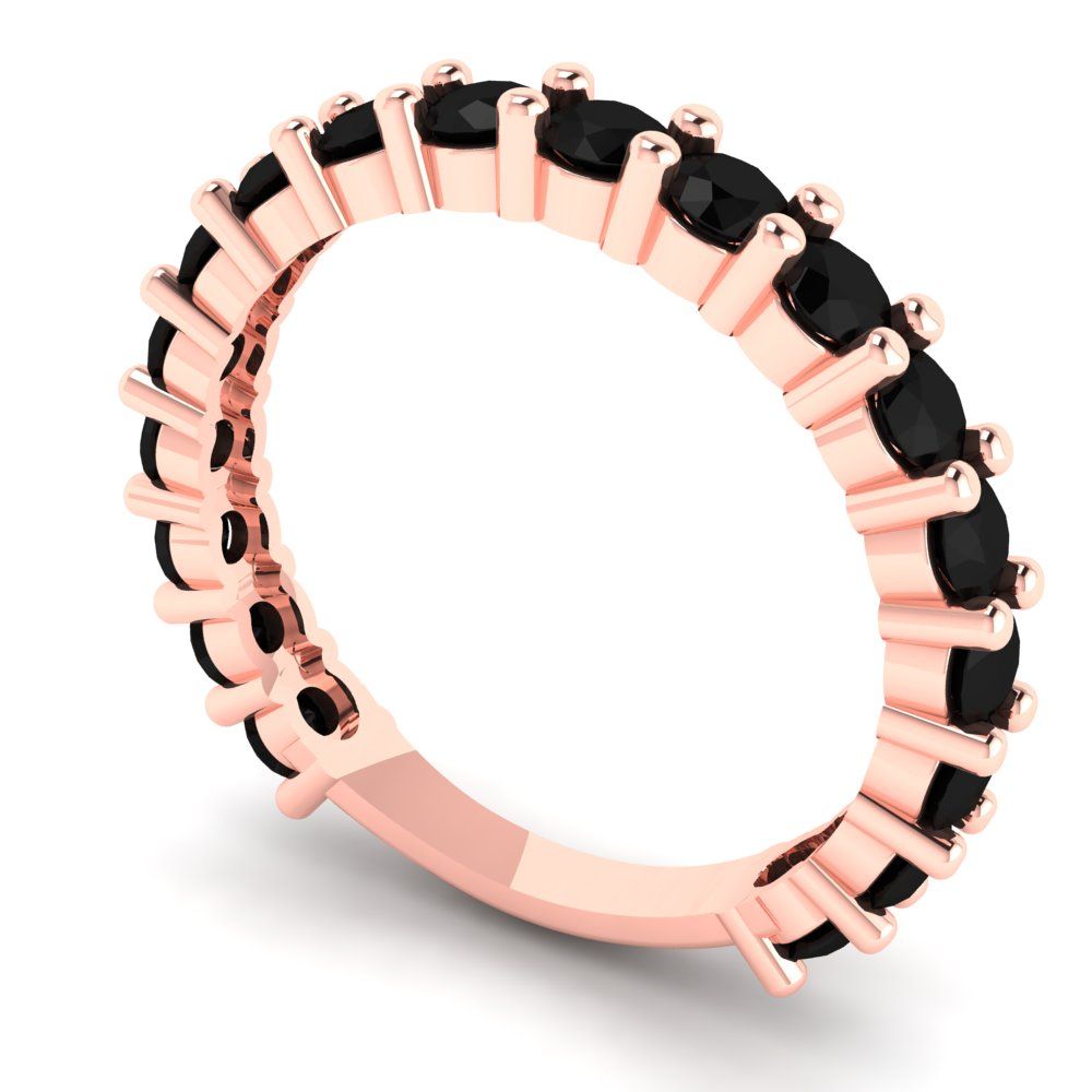 1.44 cttw Natural Onyx Round Cut Rose Gold Eternity Wedding Band
