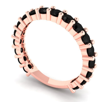 1.44 cttw Natural Onyx Round Cut Rose Gold Eternity Wedding Band