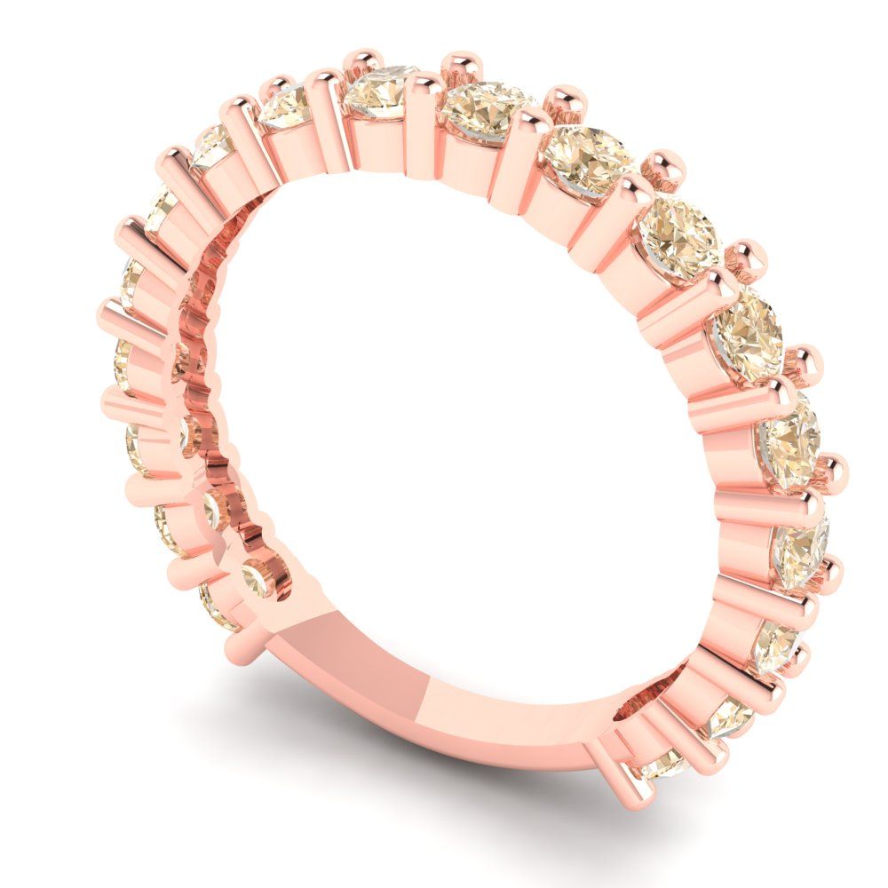 1.44 cttw Natural Morganite Round Cut Rose Gold Eternity Wedding Band