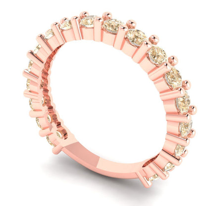 1.44 cttw Natural Morganite Round Cut Rose Gold Eternity Wedding Band