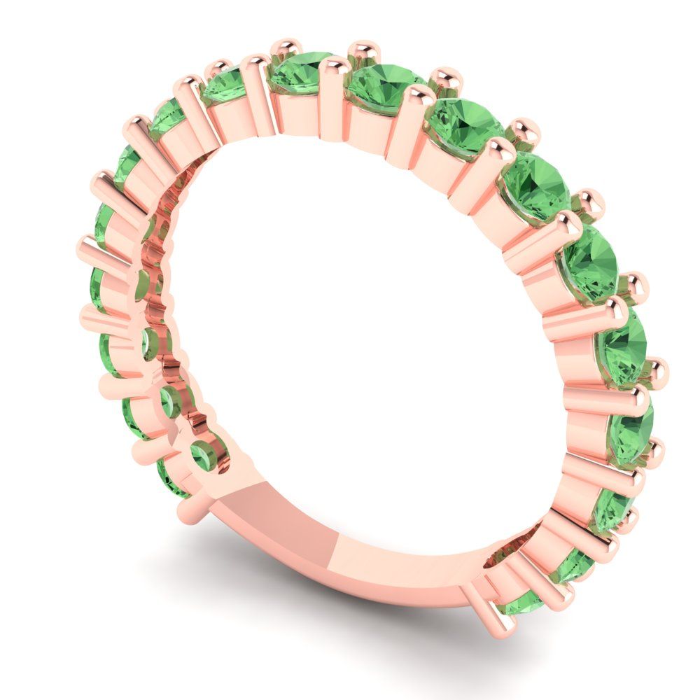 1.44 cttw Simulated Green Diamond Round Cut Rose Gold Eternity Wedding Band