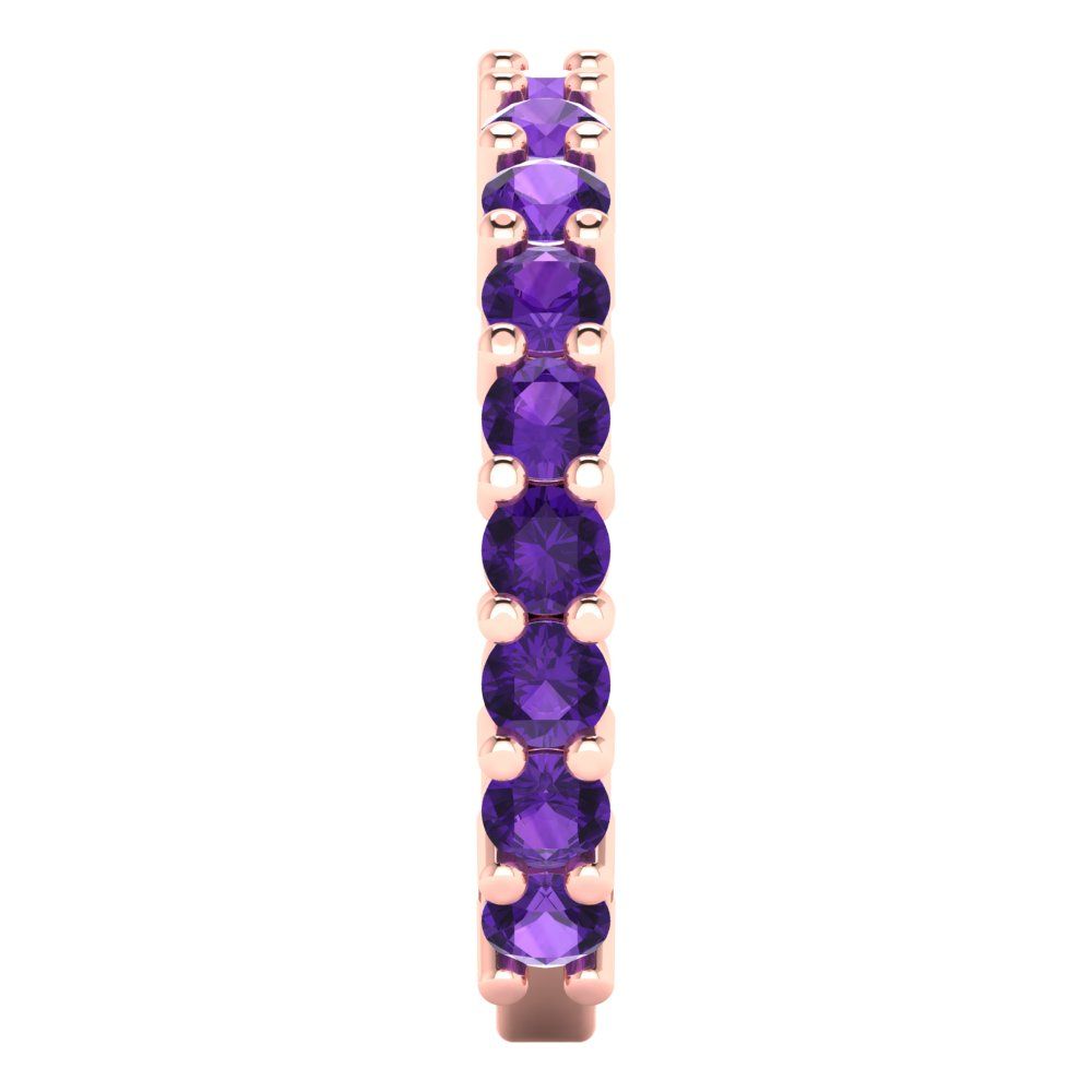 1.44 cttw Natural Amethyst Round Cut Rose Gold Eternity Wedding Band