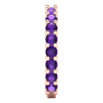 1.44 cttw Natural Amethyst Round Cut Rose Gold Eternity Wedding Band
