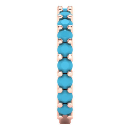 1.44 cttw Simulated Turquoise Round Cut Rose Gold Eternity Wedding Band
