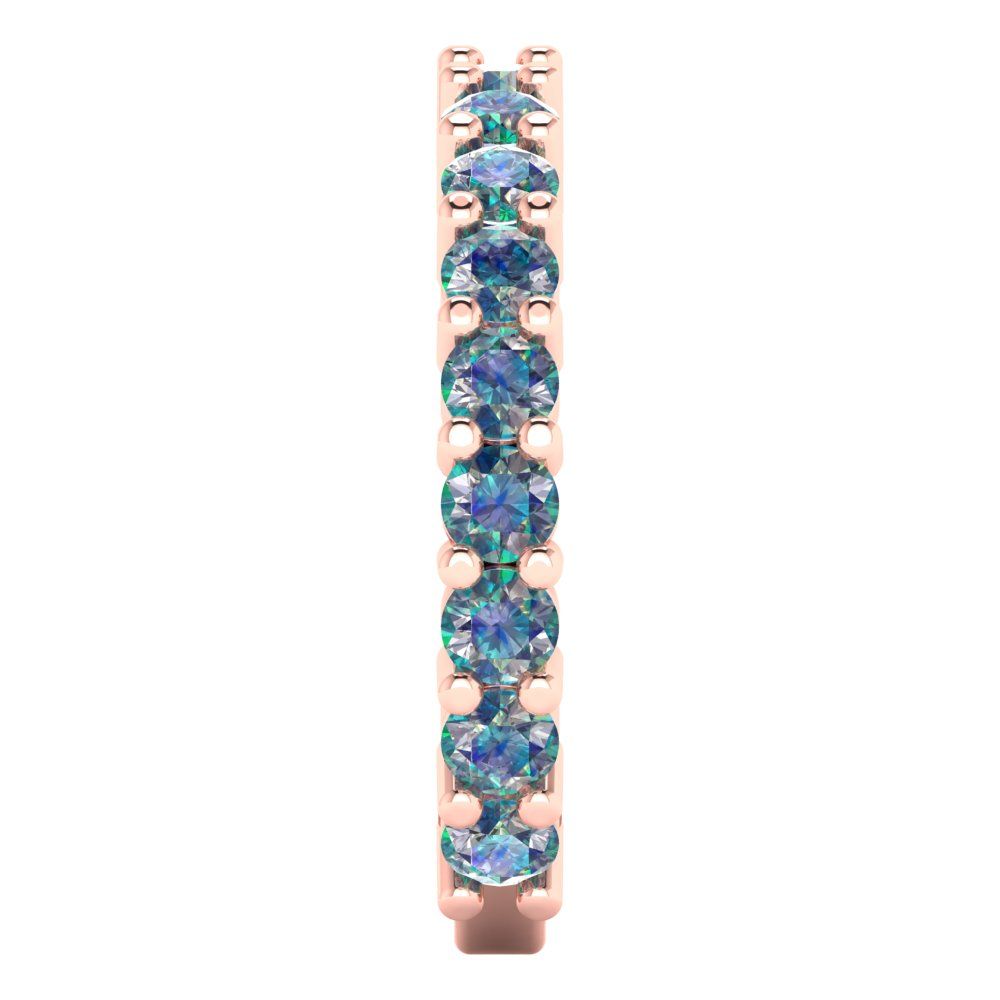 1.44 cttw Blue Moissanite Round Cut Rose Gold Eternity Wedding Band