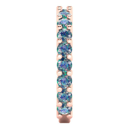 1.44 cttw Blue Moissanite Round Cut Rose Gold Eternity Wedding Band