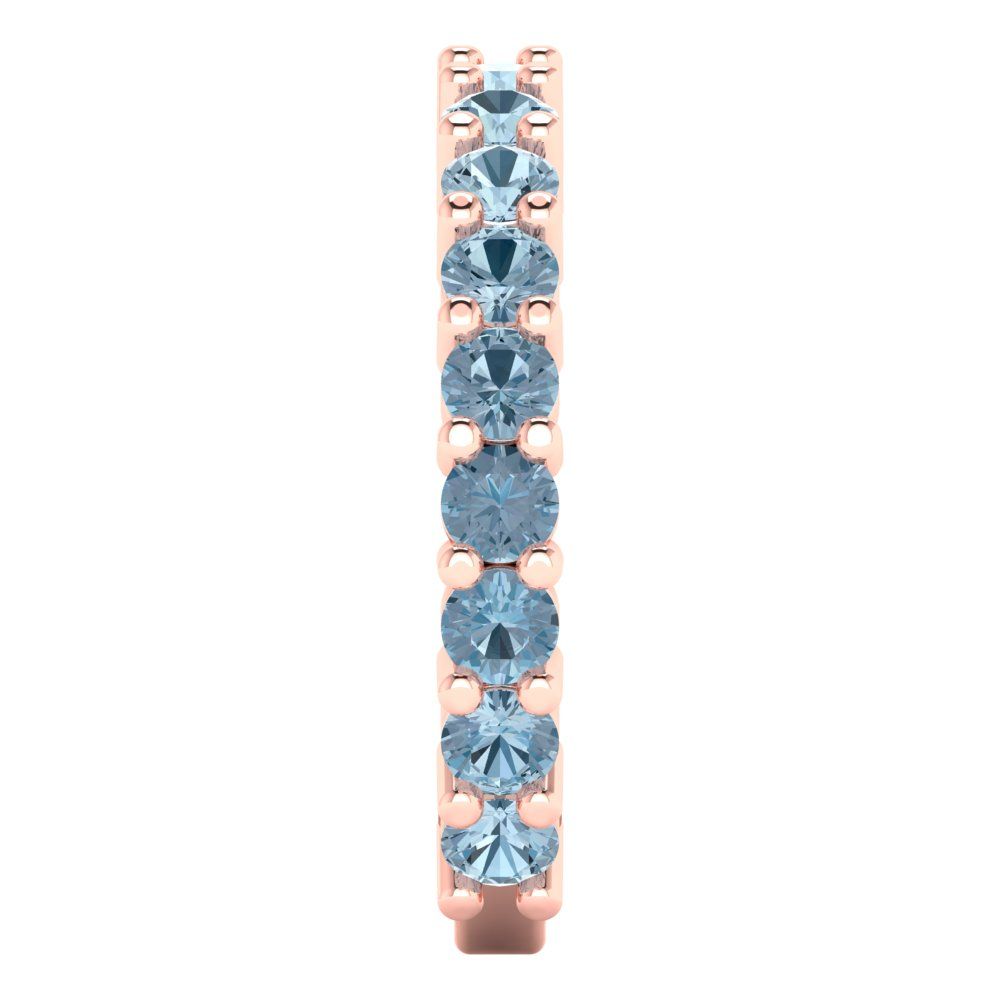1.44 cttw Natural Aquamarine Round Cut Rose Gold Eternity Wedding Band