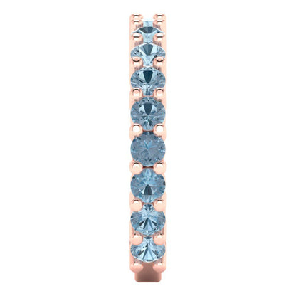 1.44 cttw Natural Aquamarine Round Cut Rose Gold Eternity Wedding Band