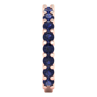 1.44 cttw Simulated Blue Sapphire Round Cut Rose Gold Eternity Wedding Band