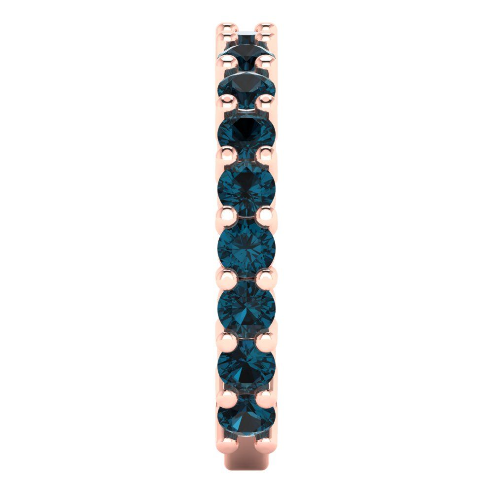 1.44 cttw Natural London Blue Topaz Round Cut Rose Gold Eternity Wedding Band