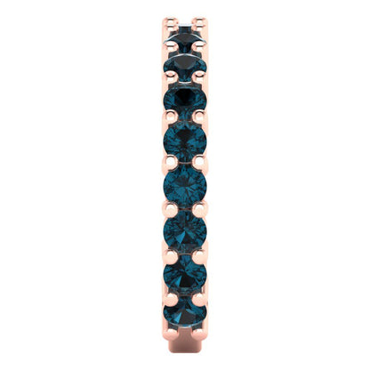 1.44 cttw Natural London Blue Topaz Round Cut Rose Gold Eternity Wedding Band