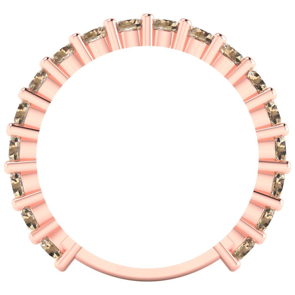 1.44 cttw Yellow Moissanite Round Cut Rose Gold Eternity Wedding Band