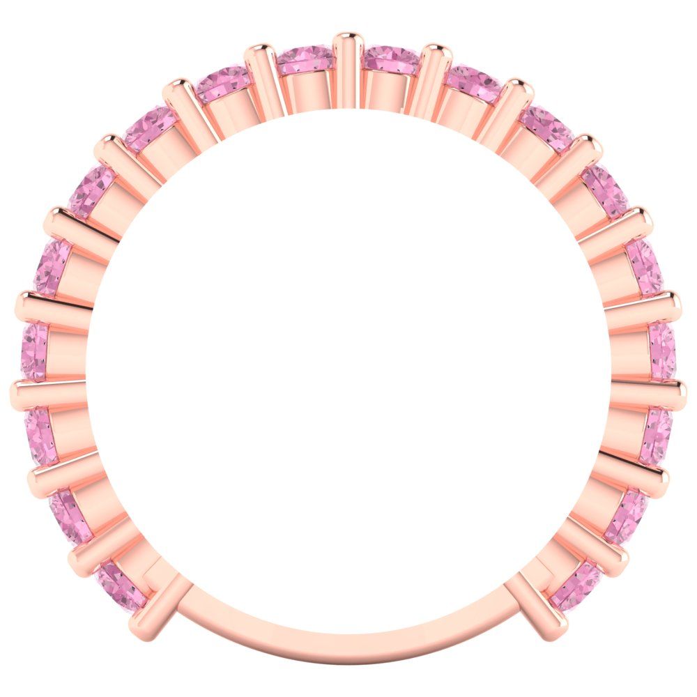 1.44 cttw Simulated Pink Diamond Round Cut Rose Gold Eternity Wedding Band