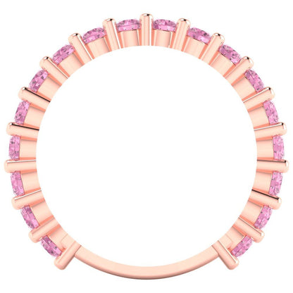1.44 cttw Simulated Pink Diamond Round Cut Rose Gold Eternity Wedding Band