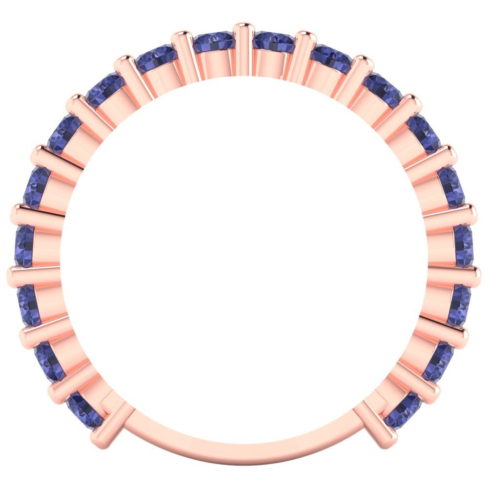 1.44 cttw Simulated Tanzanite Round Cut Rose Gold Eternity Wedding Band