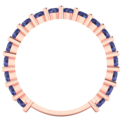 1.44 cttw Simulated Tanzanite Round Cut Rose Gold Eternity Wedding Band