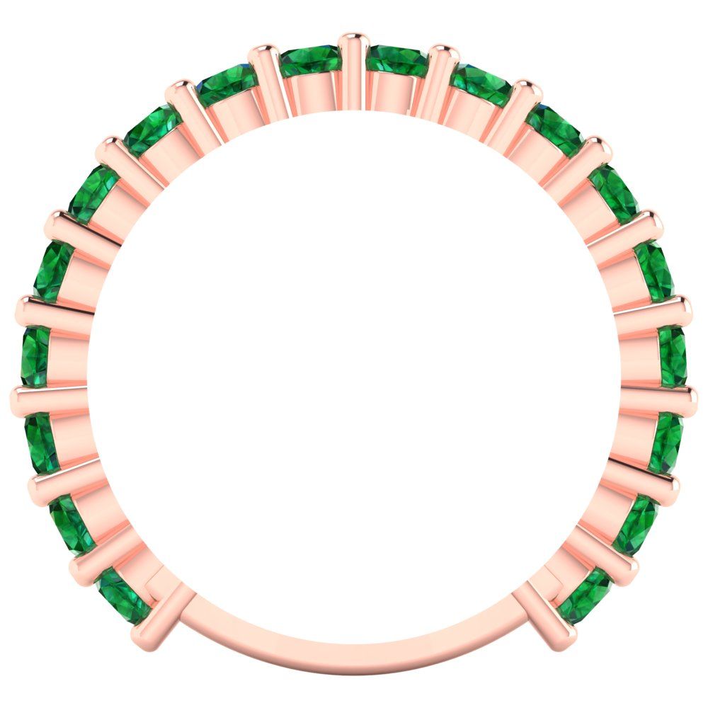 1.44 cttw Simulated Emerald Round Cut Rose Gold Eternity Wedding Band