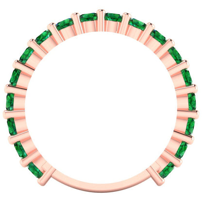 1.44 cttw Simulated Emerald Round Cut Rose Gold Eternity Wedding Band
