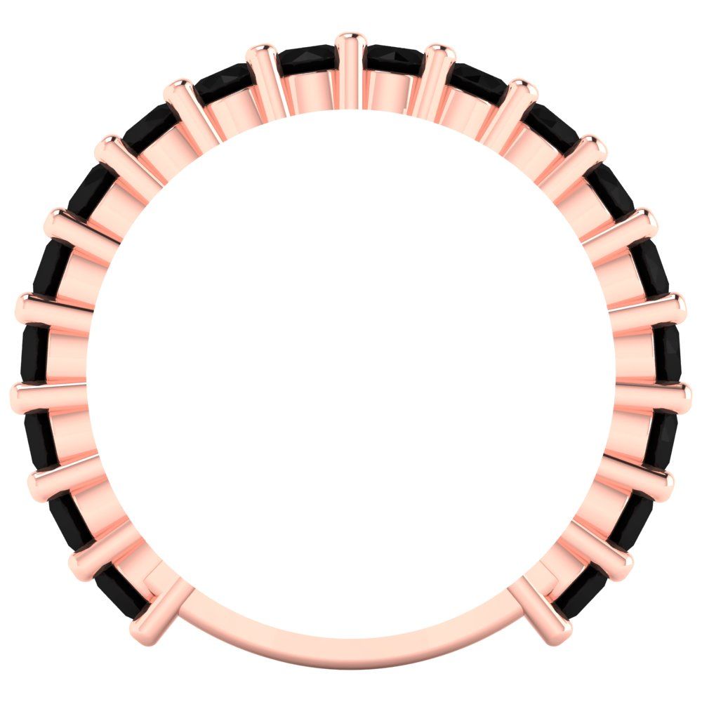 1.44 cttw Natural Onyx Round Cut Rose Gold Eternity Wedding Band