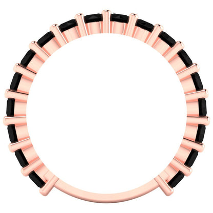 1.44 cttw Natural Onyx Round Cut Rose Gold Eternity Wedding Band