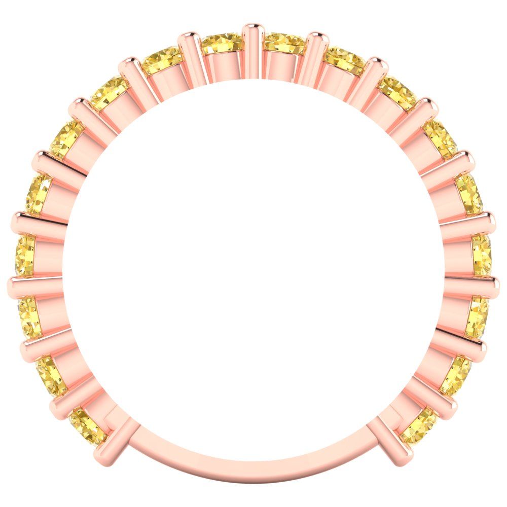 1.44 cttw Natural Citrine Round Cut Rose Gold Eternity Wedding Band