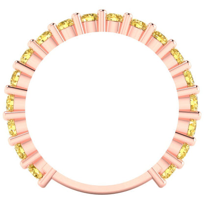 1.44 cttw Natural Citrine Round Cut Rose Gold Eternity Wedding Band