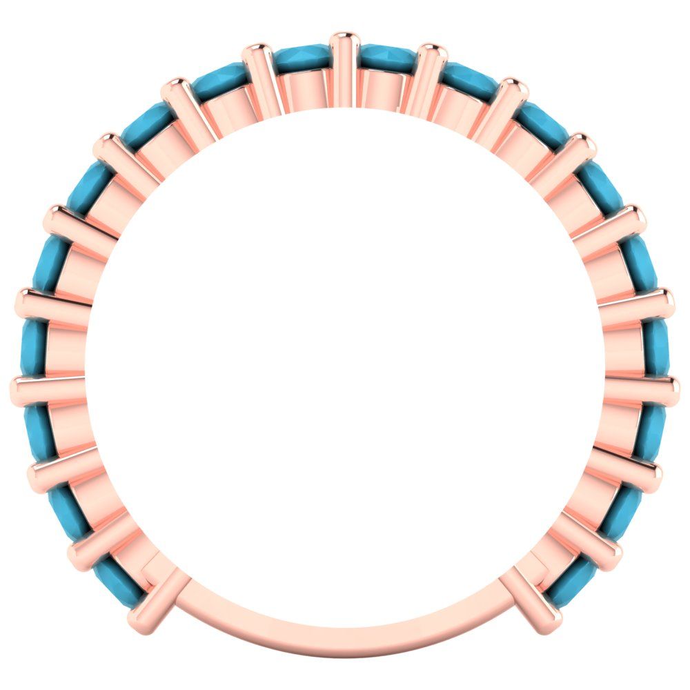 1.44 cttw Simulated Turquoise Round Cut Rose Gold Eternity Wedding Band