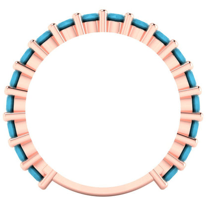 1.44 cttw Simulated Turquoise Round Cut Rose Gold Eternity Wedding Band