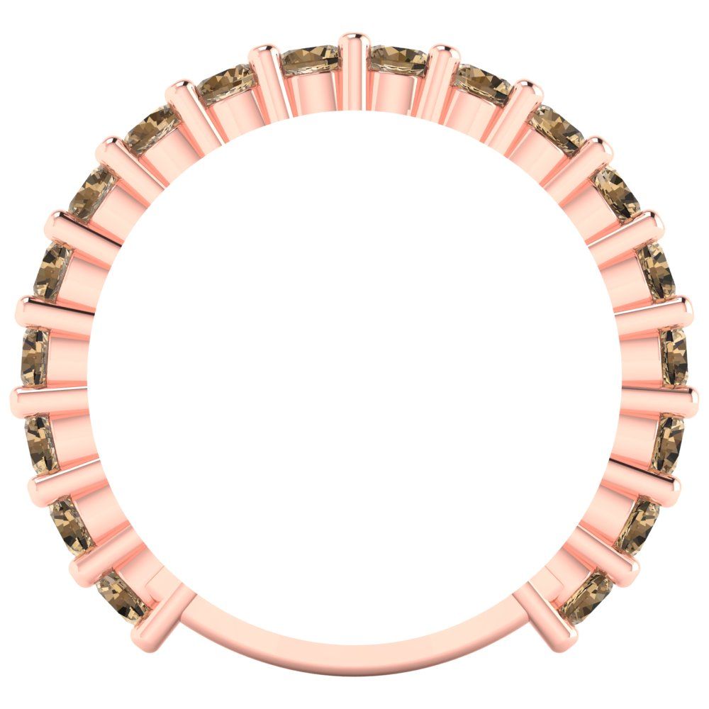 1.44 cttw Simulated Champagne Diamond Round Cut Rose Gold Eternity Wedding Band