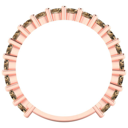 1.44 cttw Simulated Champagne Diamond Round Cut Rose Gold Eternity Wedding Band