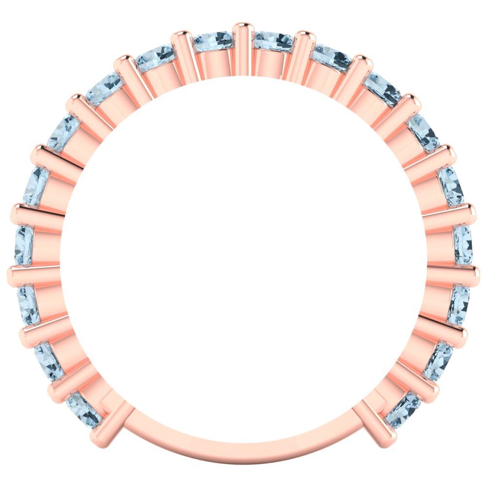 1.44 cttw Natural Aquamarine Round Cut Rose Gold Eternity Wedding Band