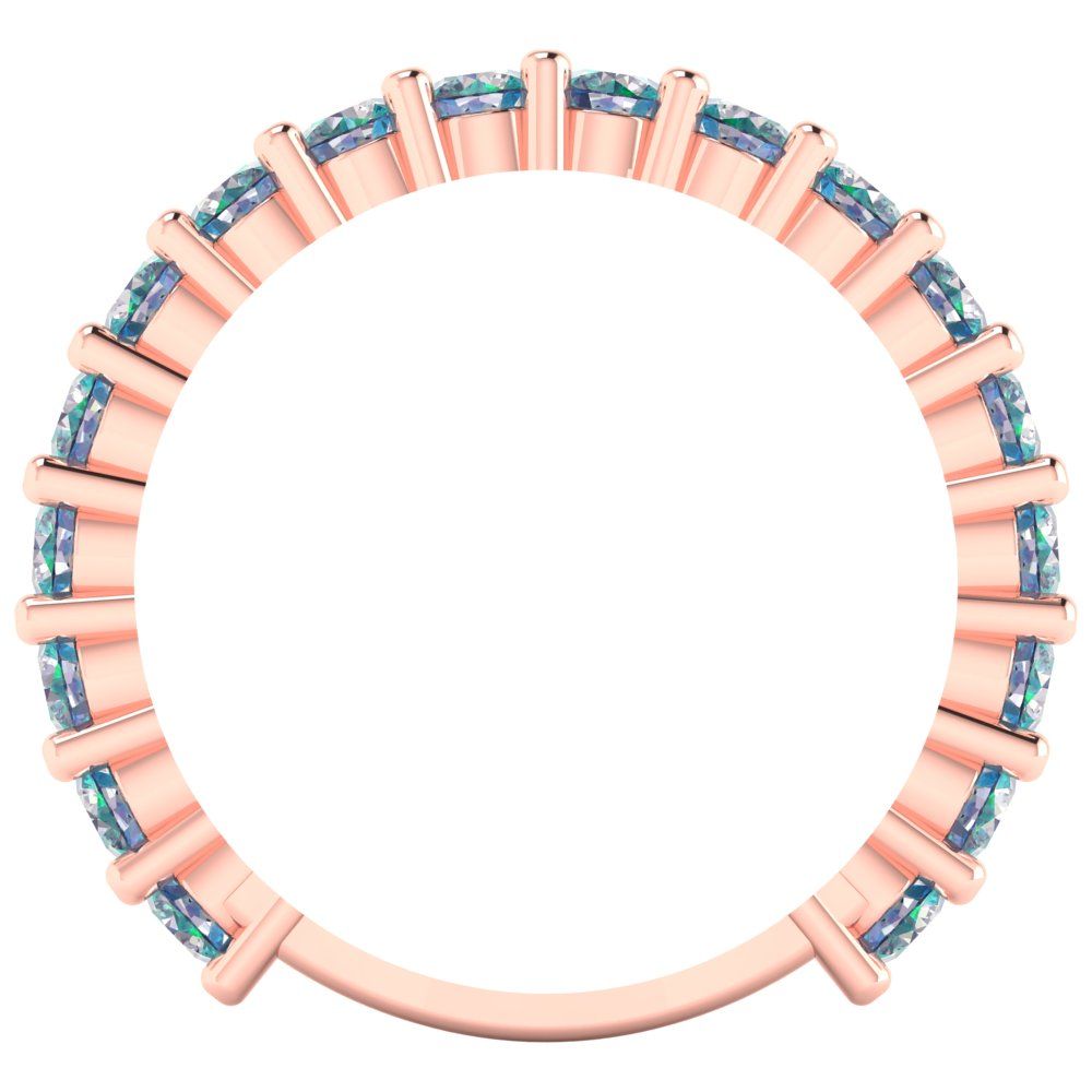 1.44 cttw Blue Moissanite Round Cut Rose Gold Eternity Wedding Band
