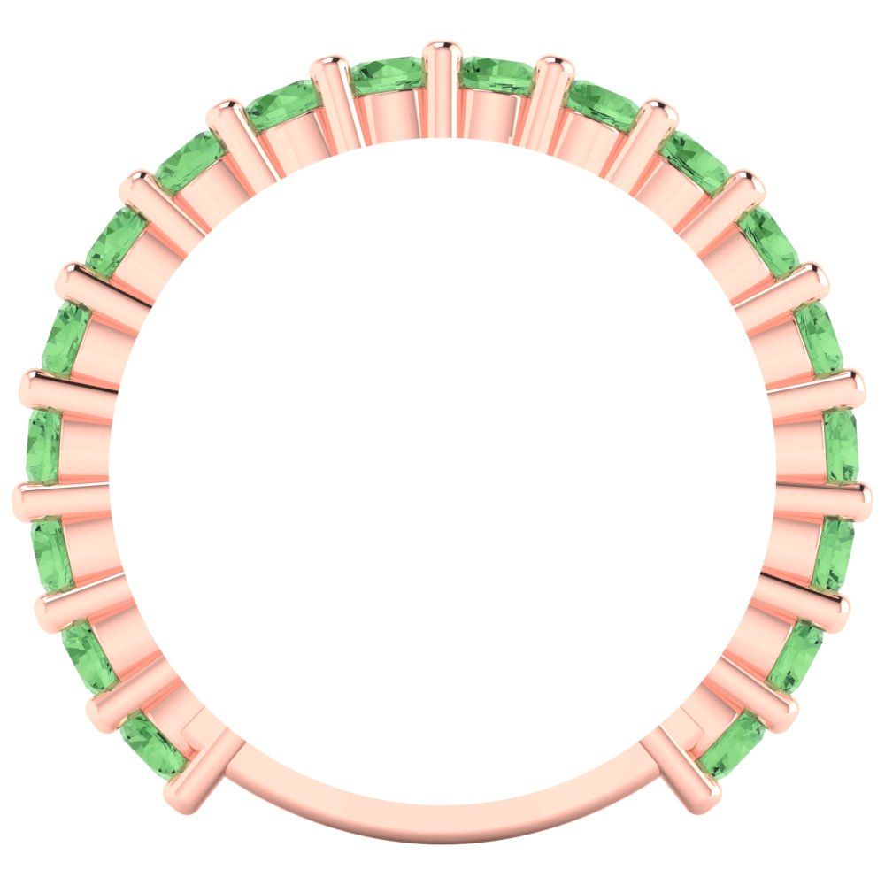 1.44 cttw Simulated Green Diamond Round Cut Rose Gold Eternity Wedding Band