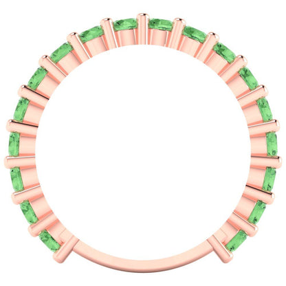 1.44 cttw Simulated Green Diamond Round Cut Rose Gold Eternity Wedding Band