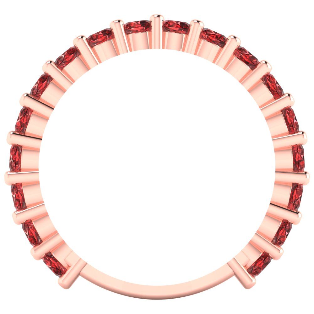 1.44 cttw Natural Garnet Round Cut Rose Gold Eternity Wedding Band