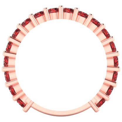 1.44 cttw Natural Garnet Round Cut Rose Gold Eternity Wedding Band