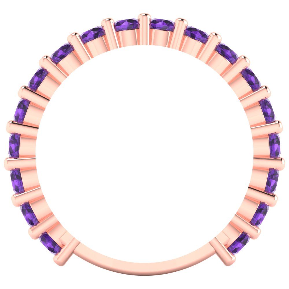 1.44 cttw Natural Amethyst Round Cut Rose Gold Eternity Wedding Band