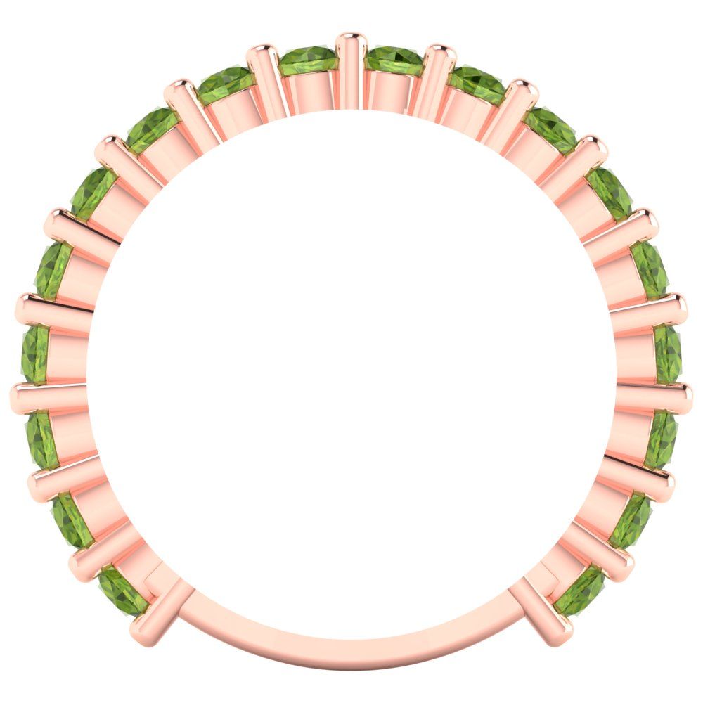 1.44 cttw Natural Peridot Round Cut Rose Gold Eternity Wedding Band